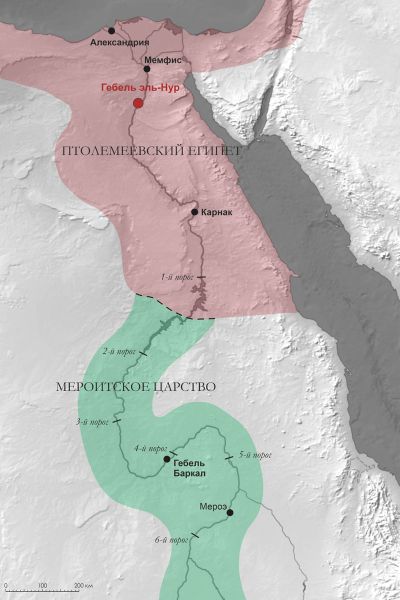 Гебель эль-Нур на карте Египта эпохи Птолемеев