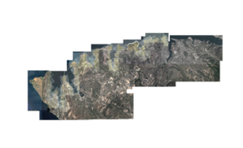 Батиметрическая карта и планы клеров наложенные на спутниковую карту Сверного берега Гераклйского полуострова